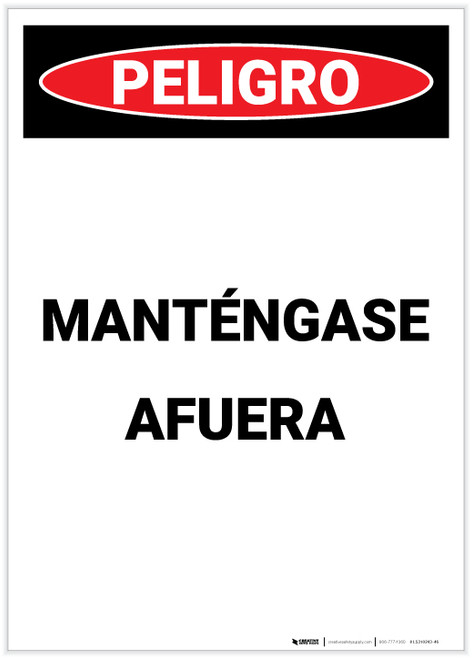 Danger: Keep Out (Spanish) Portrait - Label