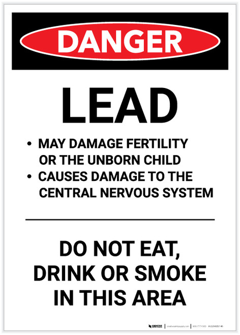 Danger: Lead Hazard Portrait - Label