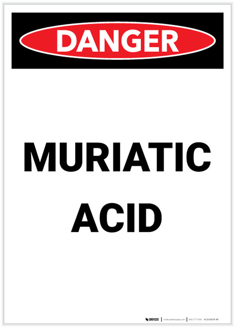 Danger: Muriatic Acid Portrait - Label