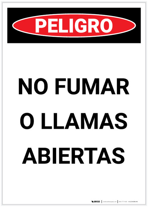 Danger: No Smoking And Open Flame - Spanish Portrait - Label
