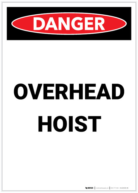 Danger: Overhead Hoist Portrait - Label