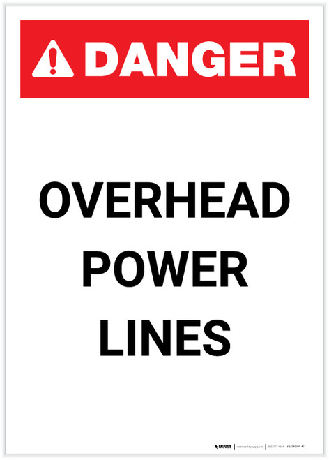 Danger: Overhead Power Lines Portrait - Label
