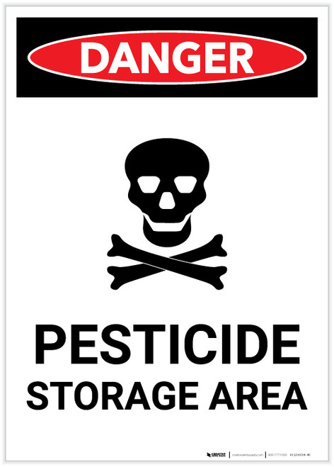 Danger: Pesticide Storage Area With Icon Portrait - Label