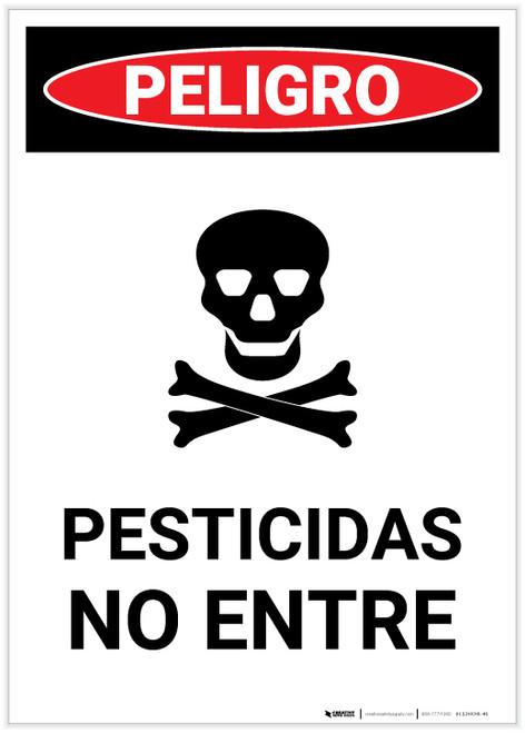 Danger: Pesticides No Entry Spanish with Icon Portrait - Label