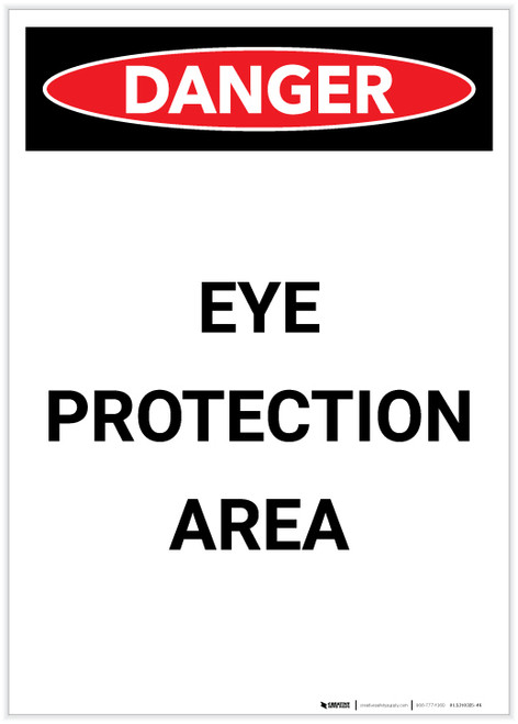 Danger: PPE Eye Protection Area Portrait - Label