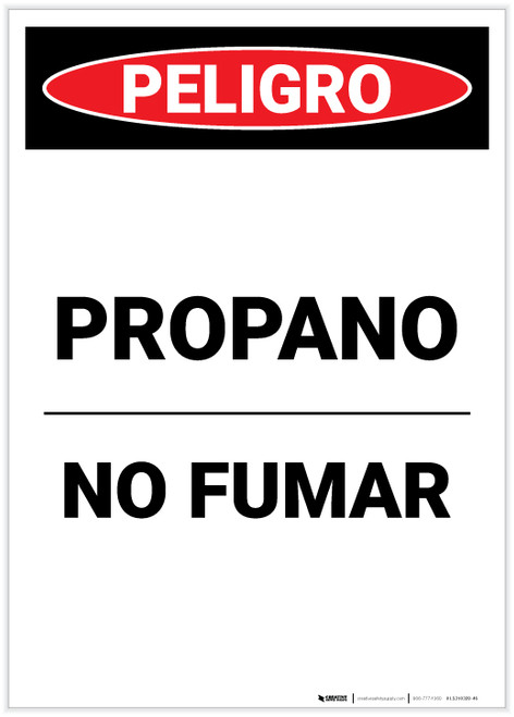 Danger: Propane No Smoking Spanish Portrait - Label
