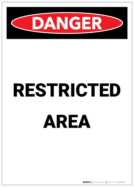 Danger: Restricted Area Portrait - Label