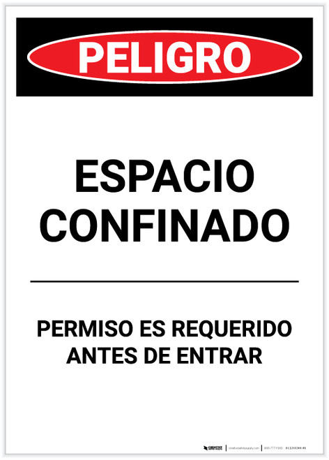 Danger: Spanish Permit Required Portrait - Label