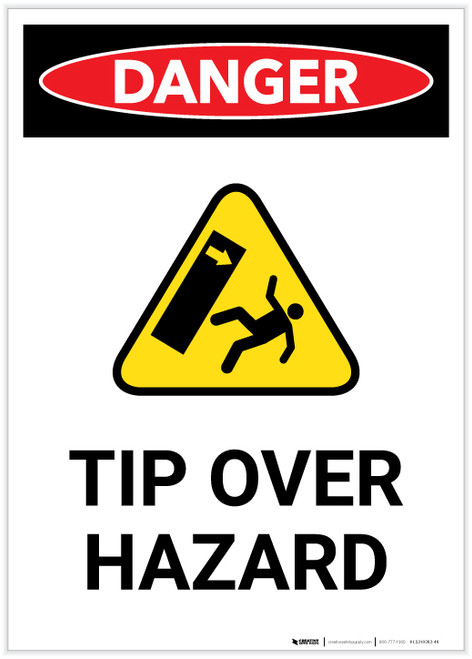 Danger: Tip Over Hazard with Icon Portrait - Label