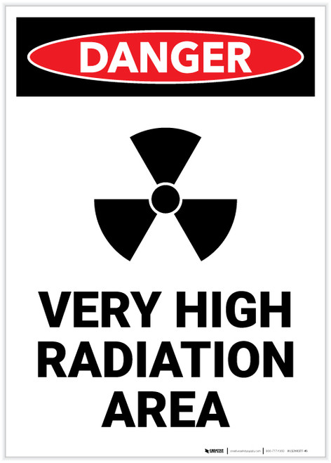 Danger: Very High Radiation Area with Icon Portrait - Label