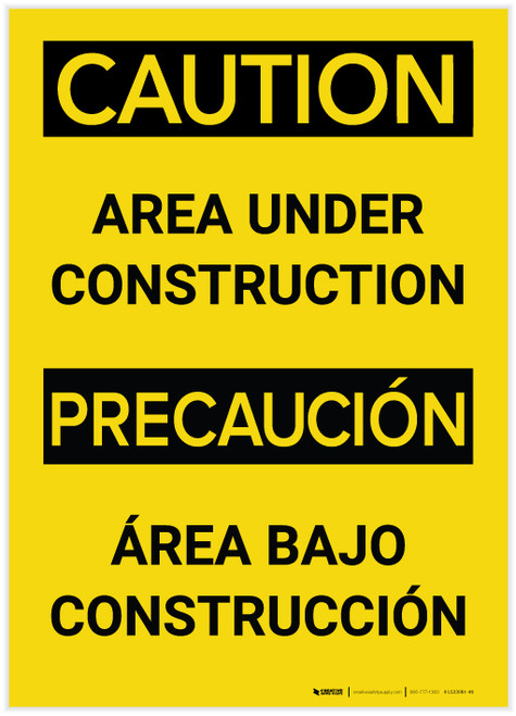 Caution: Area Under Construction (Bilingual Spanish) - Label