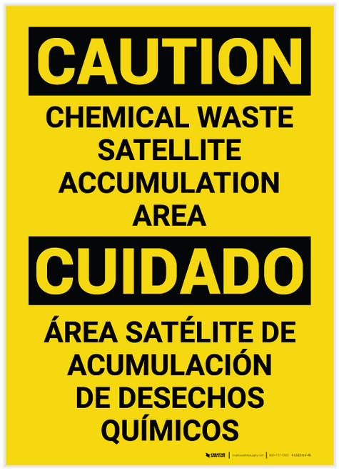 Caution: Chemical Waste Satellite Accumulation Area - Label
