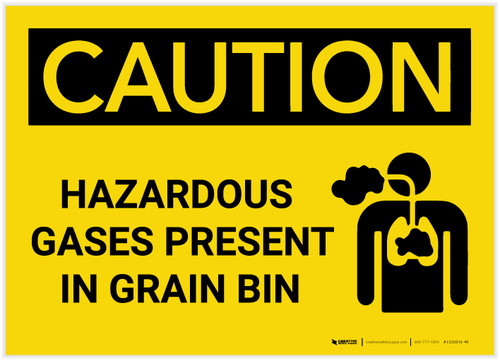 Caution: Hazardous Gases Present in Grain Bin - Label