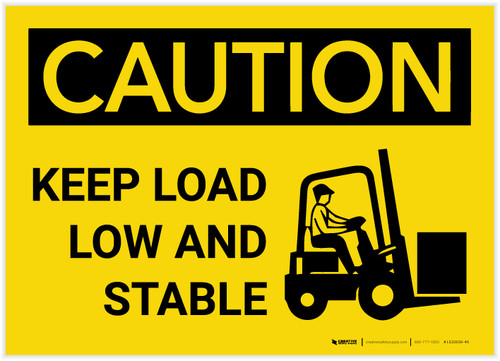 Caution: Keep Load Low And Stable With Graphic - Label