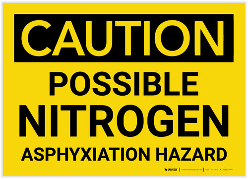Caution: Possible Nitrogen Asphyxiation Hazard - Label
