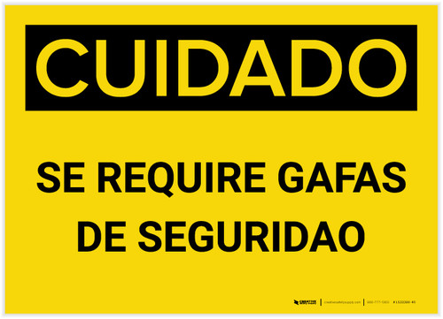 Caution: Safety Glasses Required Spanish - Label