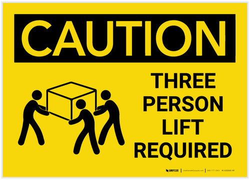 Caution: Three Person Lift Required With Graphic - Label