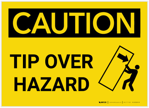 Caution: Tip Over Hazard with Graphic - Label