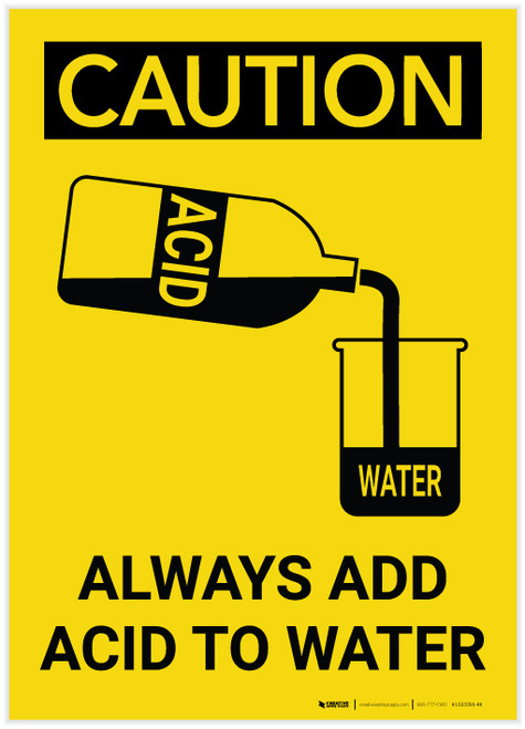 Caution: Always Add Acid to Water Portrait - Label