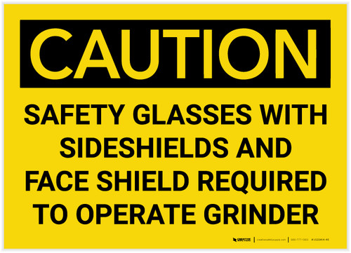 Caution: Safety Glasses With Sideshields Required - Label
