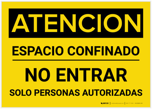 Caution: Confined Space Do Not Enter Spanish - Label