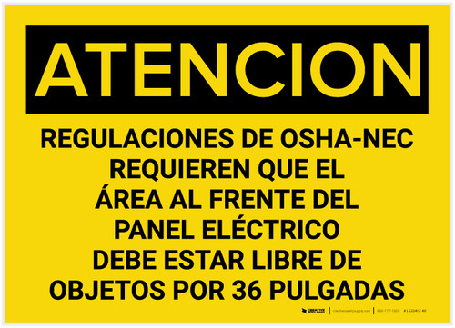 Caution: OSHA NEC Regulations Requires Spanish - Label