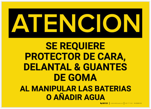 Caution: When Handling Batteries Or Adding Water Spanish - Label