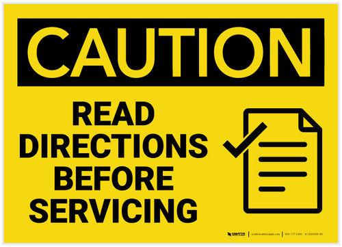 Caution: Read Directions Servicing With Graphic - Label