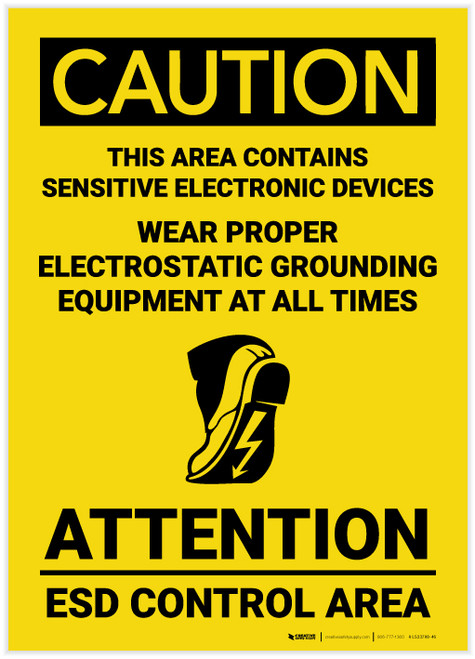 Caution: Wear Proper Electrostatic Grounding Equipment All Time - Label