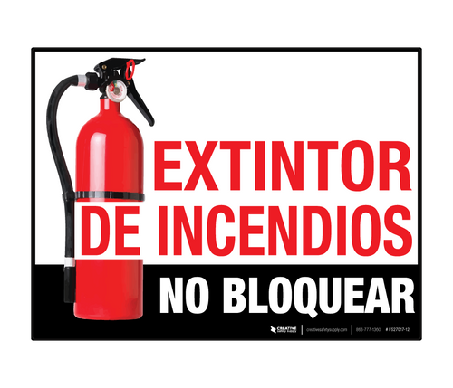 Extintor de Incendios  - No Bloquear (Fire Extinguisher - Do Not Block) - Floor Sign