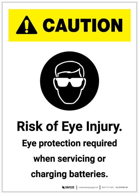 Caution: Risk of Eye Injury - Eye Protection Required with Graphic Portrait - Label