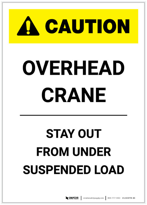 Caution: Overhead Crane Portrait - Label