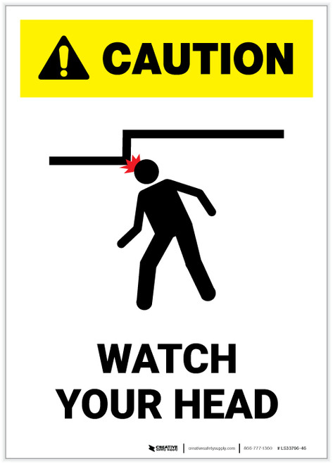 Caution: Watch Your Head - White Portrait - Label