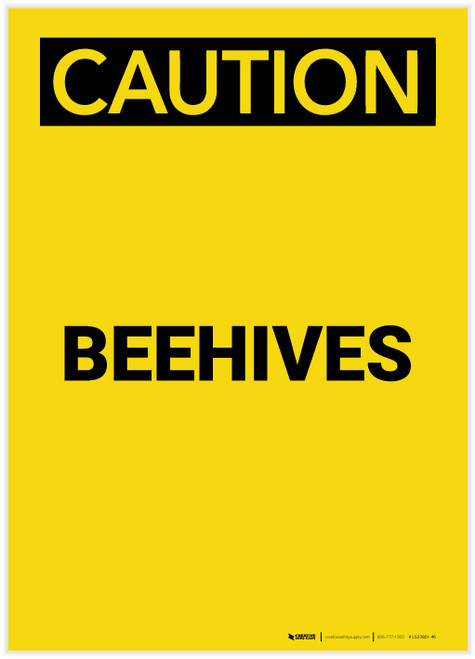 Caution: Beehives Portrait - Label