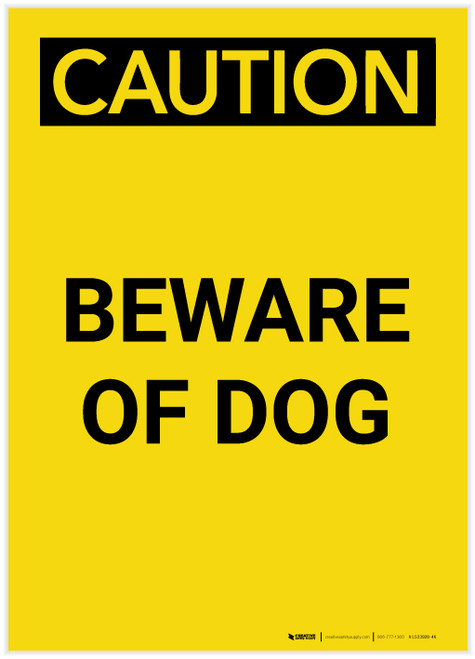 Caution: Beware of Dog Portrait - Label