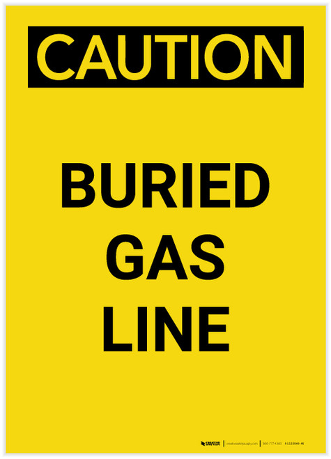 Caution: Buried Gas Line Portrait - Label