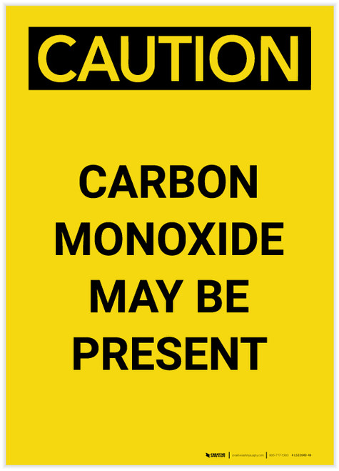 Caution: Carbon Monoxide May be Present Portrait - Label