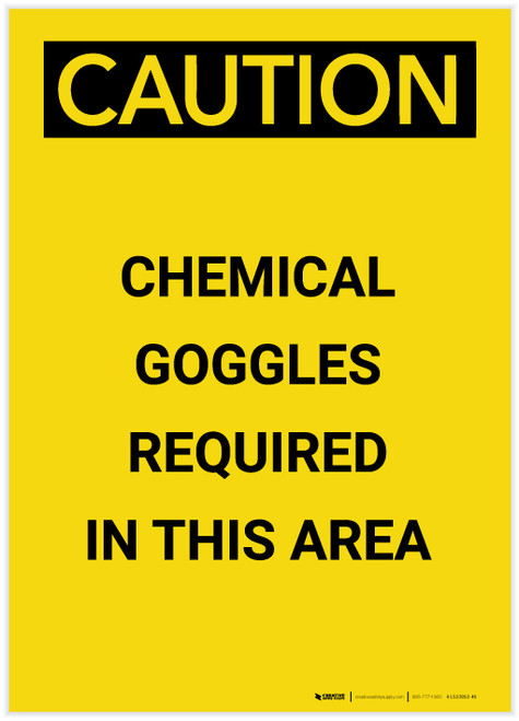 Caution: Chemical Goggles Required Portrait - Label