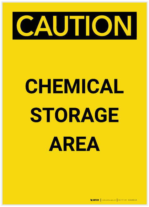 Caution: Chemical Storage Area Portrait - Label