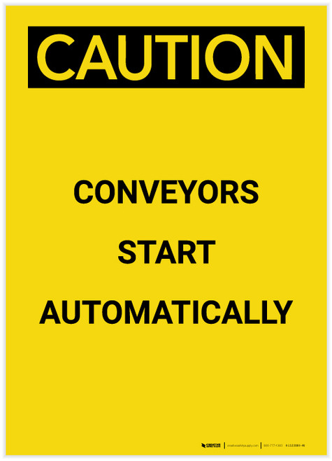 Caution: Conveyors Start Automatically Portrait - Label