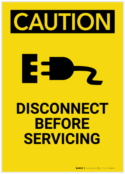 Caution: Disconnect Before Servicing Portrait - Label