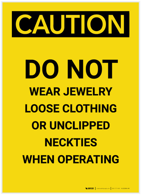 Caution: Do Not Wear Jewelry Portrait - Label