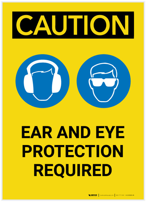 Caution: Ear And Eye Protection Required With Graphic Portrait - Label