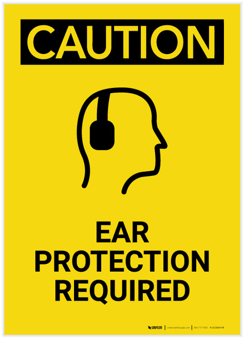 Caution: Ear Protection Required Portrait - Label