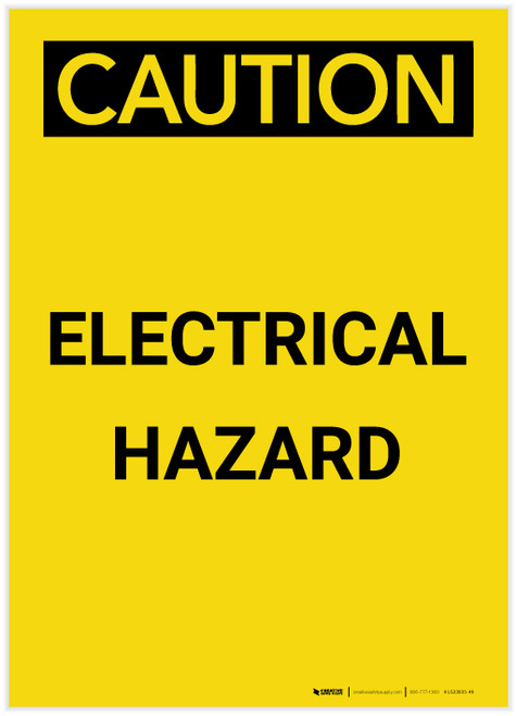 Caution: Electrical Hazard Warning Portrait - Label