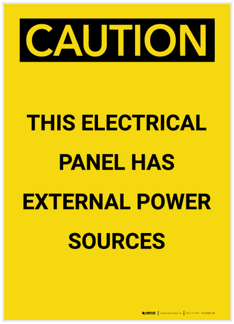 Caution: Electrical Panel Has External Power Sources Portrait - Label