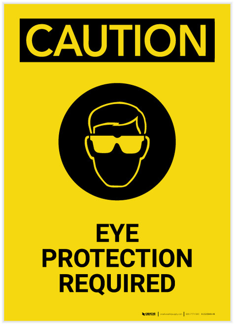 Caution: Eye Protection Required Portrait - Label