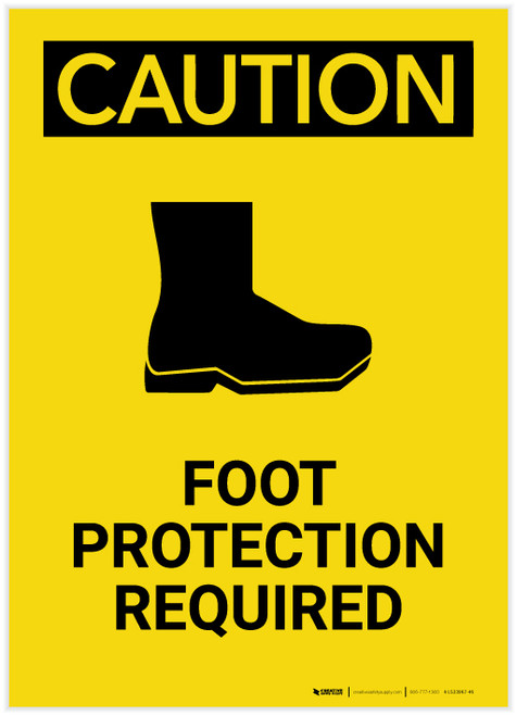 Caution: Foot Protection Required Portrait - Label