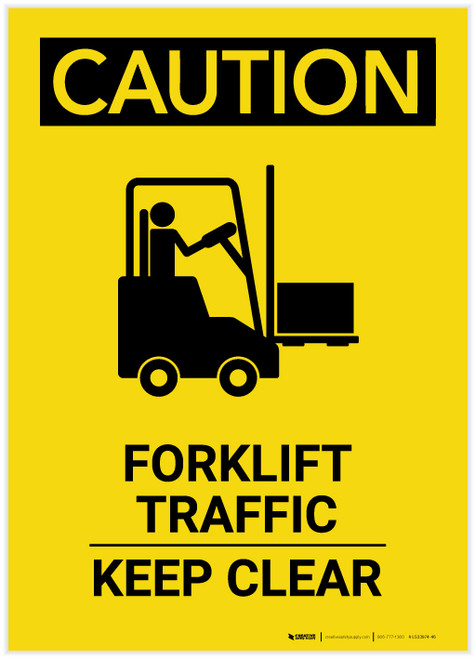 Caution: Forklift Traffic Keep Clear with Graphic Portrait - Label