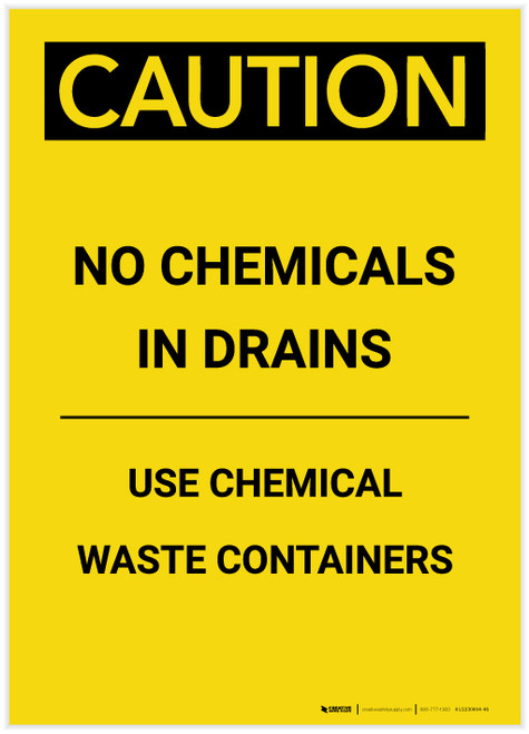 Caution: Use Chemical Waste Containers Portrait - Label